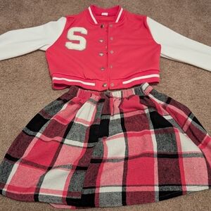 Kids Pink and White Plaid Matching Set
